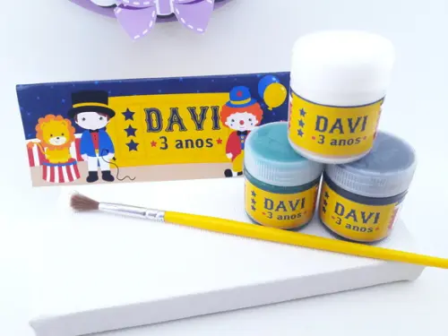 Kit Pintura Circo Vintage com Tela e Guache Lembrancinha