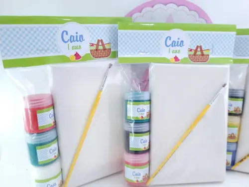 Kit Pintura com Tela e Tintas Piquenique Lembrancinha
