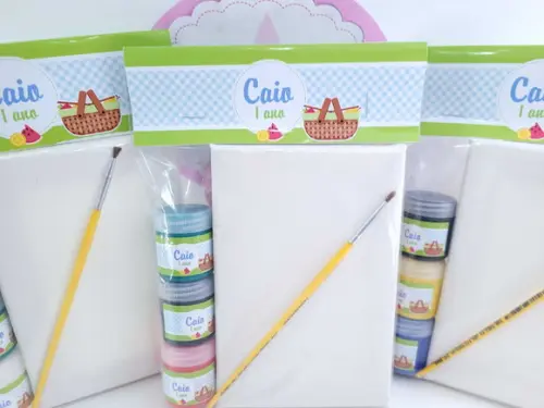 Kit Pintura com Tela e Tintas Piquenique Lembrancinha