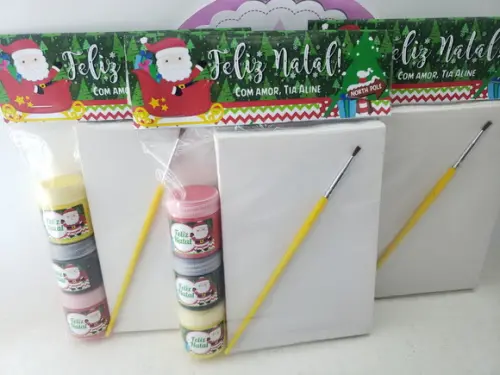 Kit Pintura com Tela Lembrancinha Escolar de Natal