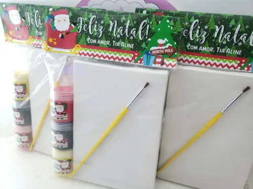 Kit Pintura com Tela Lembrancinha Escolar de Natal