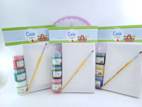Kit Pintura com Tela e Tintas Piquenique Lembrancinha