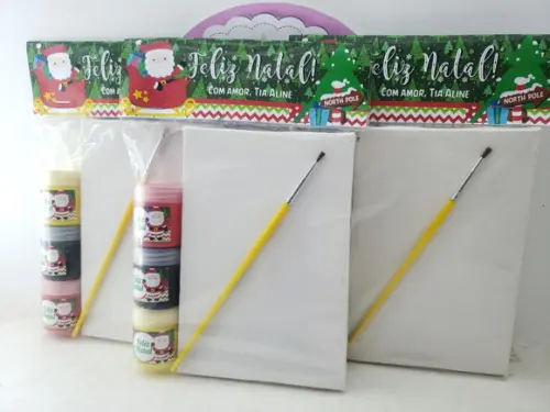Kit Pintura com Tela Lembrancinha Escolar de Natal