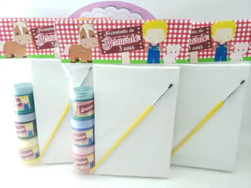 Kit Pintura Fazendinha Menino Tela 10x15