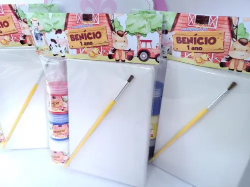 Kit Pintura Lembrancinha Fazendinha Aquarela Tinta e Tela