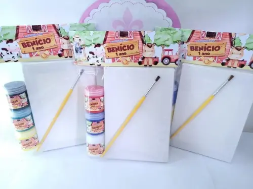 Kit Pintura Lembrancinha Fazendinha Aquarela Tinta e Tela