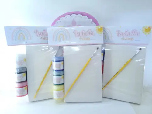 Kit Pintura Lembrancinha Arco Íris Boho Tela com Guache
