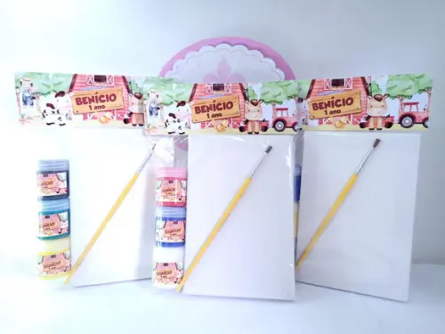 Kit Pintura Lembrancinha Fazendinha Aquarela Tinta e Tela