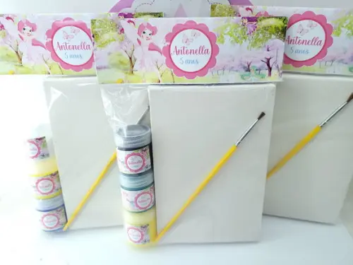 Kit Pintura Lembrancinha Jardim das Fadas Tela e Guache