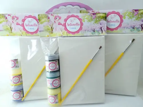 Kit Pintura Lembrancinha Jardim das Fadas Tela e Guache