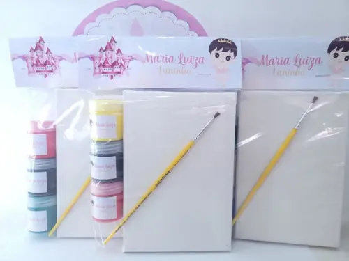 Kit Pintura Lembrancinha Princesa Baby Tela com Guache
