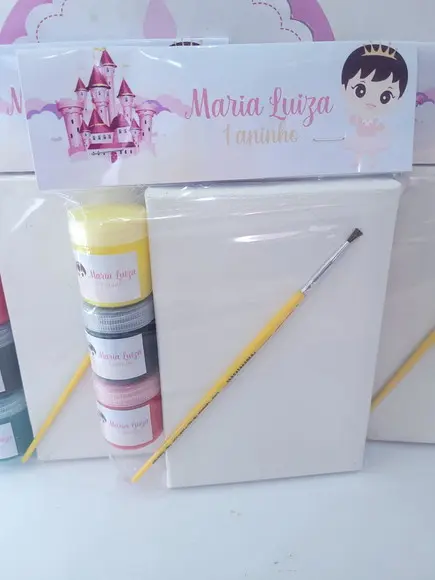 Kit Pintura Lembrancinha Princesa Baby Tela com Guache