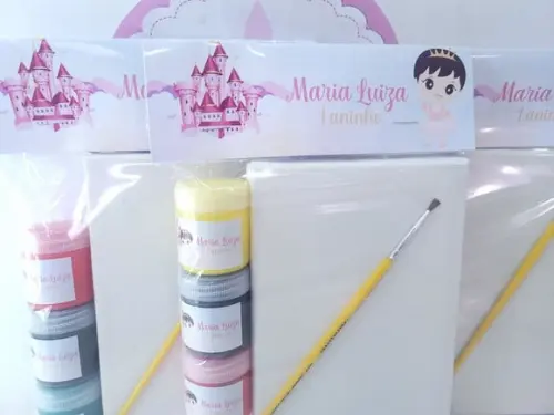 Kit Pintura Lembrancinha Princesa Baby Tela com Guache