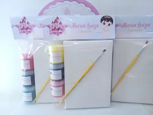 Kit Pintura Lembrancinha Princesa Baby Tela com Guache