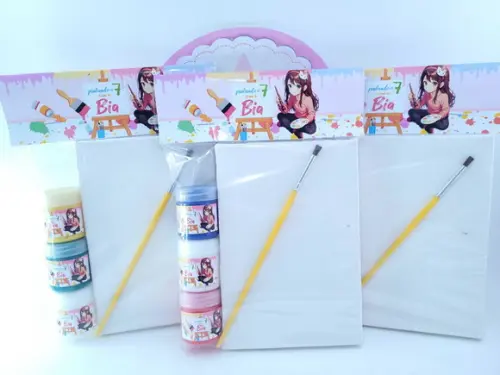 Kit Pintura Pintando o Sete Menina Tela 10x15 com Guache