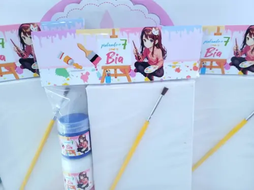 Kit Pintura Pintando o Sete Menina Tela 10x15 com Guache