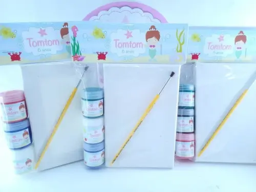 Kit Pintura Sereia Aquarela Fundo do Mar Tela com Guache