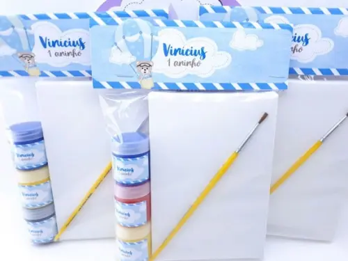 Kit Pintura Ursinho Baloeiro com Tela 10x15 e Guache
