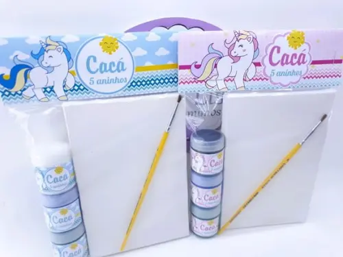 Kit Pintura Unicórnio Menino e Menina Aquarela