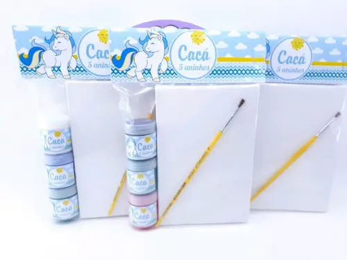 Kit Pintura Unicórnio Menino e Menina Aquarela