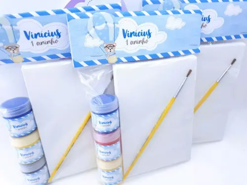 Kit Pintura Ursinho Baloeiro com Tela 10x15 e Guache