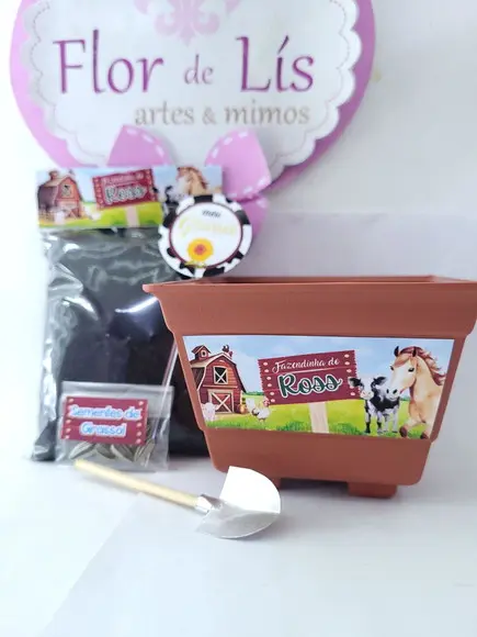 Kit Plantação Animais Fazendinha Lembrancinha Ecológica
