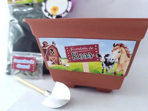 Kit Plantação Animais Fazendinha Lembrancinha Ecológica