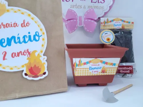 Kit Plantação com Sacola Festa Junina Arraiá Prenda