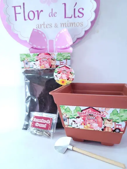 Kit Plantação Fazendinha Aquarela Lembrancinha Ecológica