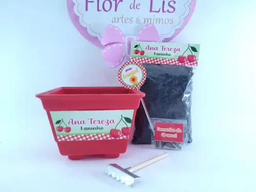 Kit Plantação Festa Cerejinha Lembrancinha Cereja