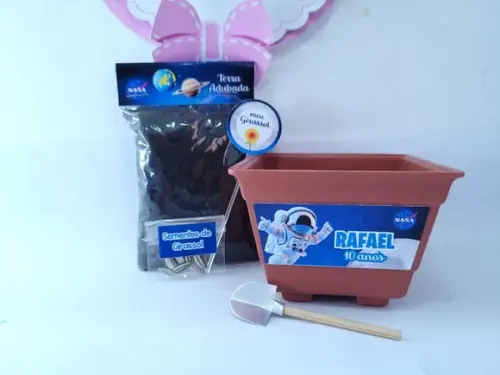 Kit Plantação Lembrancinha Astronauta Nasa Personalizado
