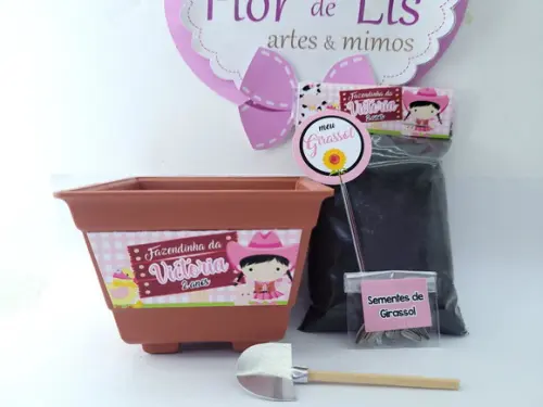 Kit Plantação Lembrancinha Fazendinha Rosa