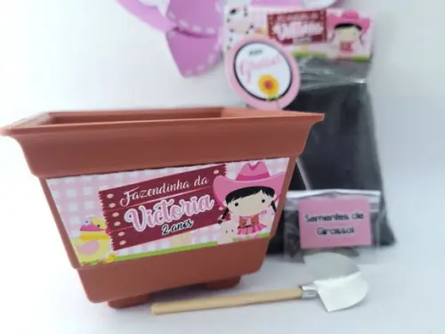 Kit Plantação Lembrancinha Fazendinha Rosa