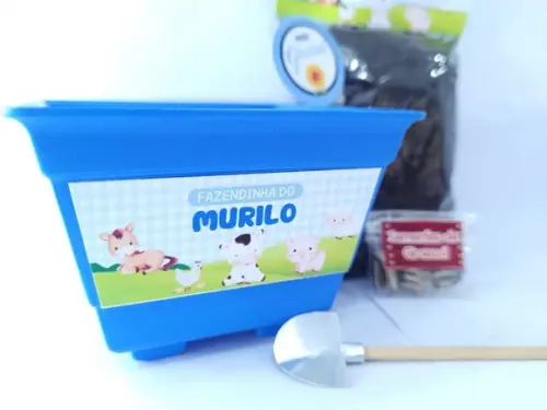 Kit Plantação Lembrancinha Personalizada Fazendinha Azul
