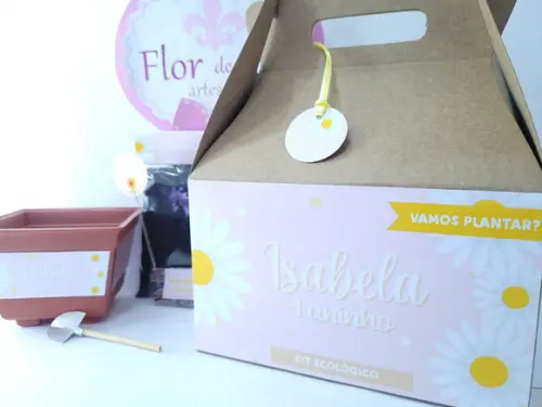 Kit Plantação Margarida Lembrancinha na Maleta Caixinha