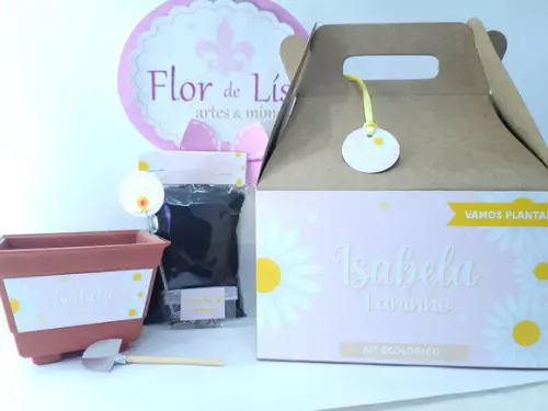 Kit Plantação Margarida Lembrancinha na Maleta Caixinha