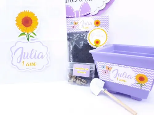Kit Plantação Lilás Meu Girassol com Sacola