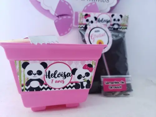 Kit Plantação Panda Menina Jardinagem Pandinha Rosa