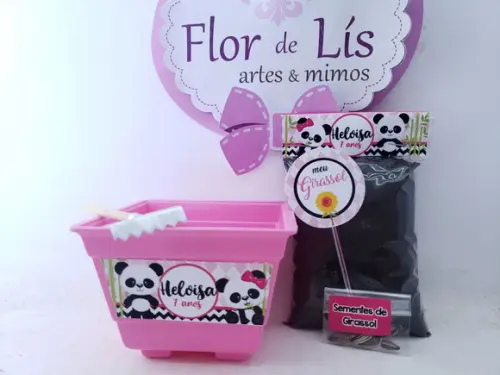 Kit Plantação Panda Menina Jardinagem Pandinha Rosa