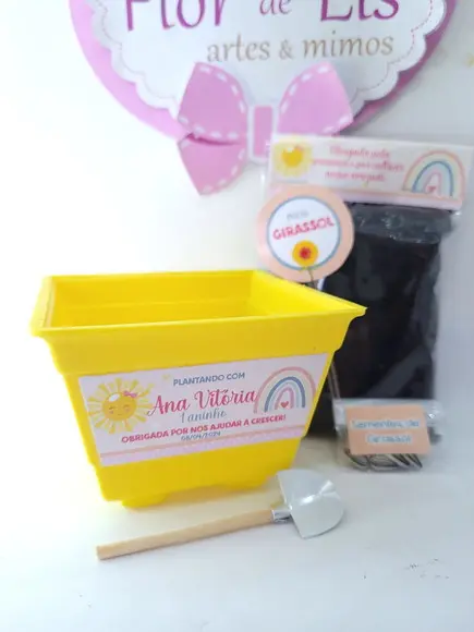 Kit Plantação Personalizado Arco Íris Boho Menina Aquarela