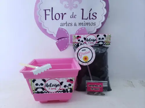 Kit Plantação Panda Menina Jardinagem Pandinha Rosa