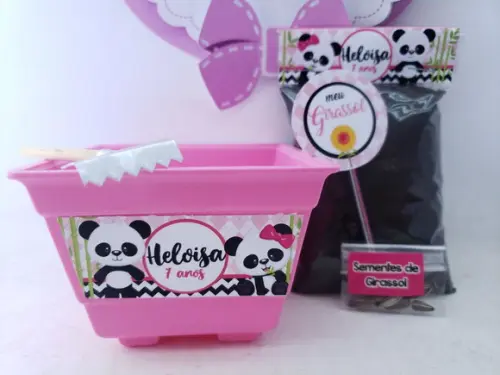 Kit Plantação Panda Menina Jardinagem Pandinha Rosa