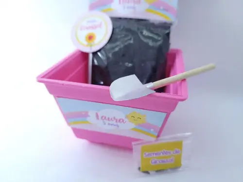 Kit Plantação Personalizado Arco Íris e Sol Aquarela Menina