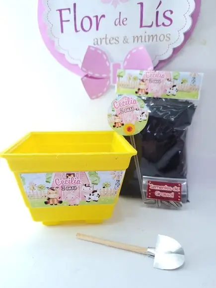 Kit Plantação Personalizado Fazendinha Aquarela Menina