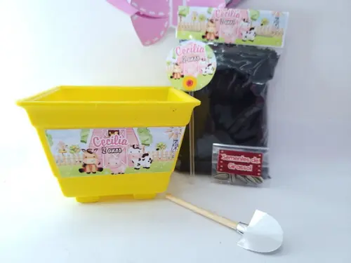 Kit Plantação Personalizado Fazendinha Aquarela Menina