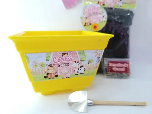 Kit Plantação Personalizado Fazendinha Aquarela Menina