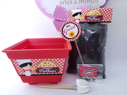 Kit Plantação Pizzaria Menino Lembracinha Ecológica