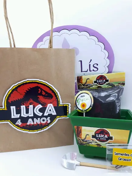 Kit Plantação Sacola Dinossauro Jurassic