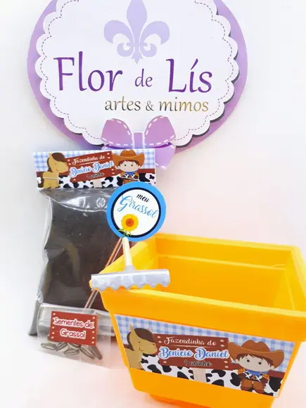 Kit Plantio Fazenda Jardinagem Xadrez Azul