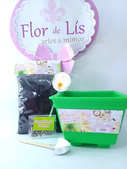 Kit Plantio Safari Rosa Aquarela Menina Jardim Lembrancinha